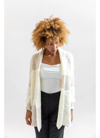 Wool blend coat with bouclé yarn