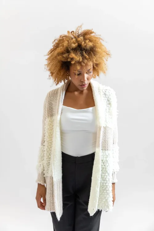 Wool blend coat with bouclé...