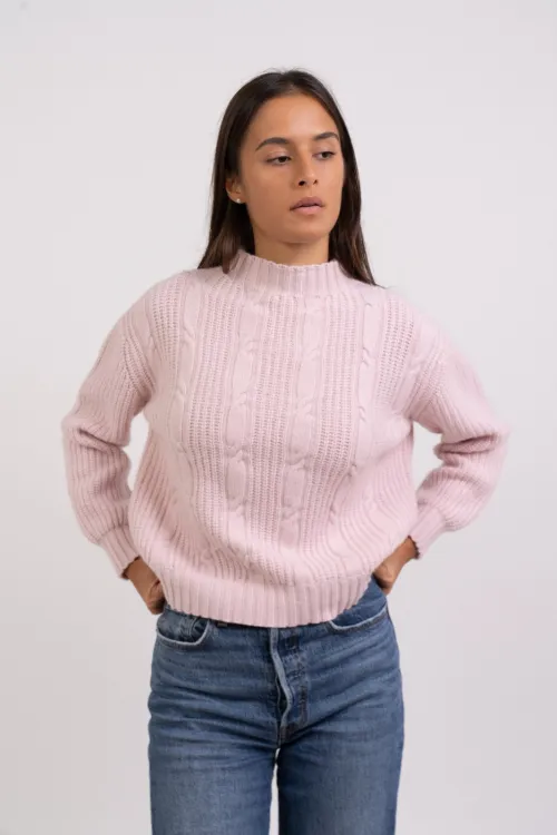 Lupetto a trecce cashmere...