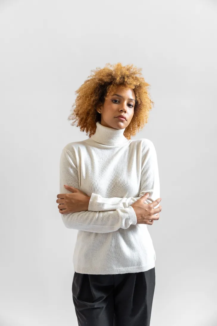 Maglia dolcevita misto cashmere color jeans