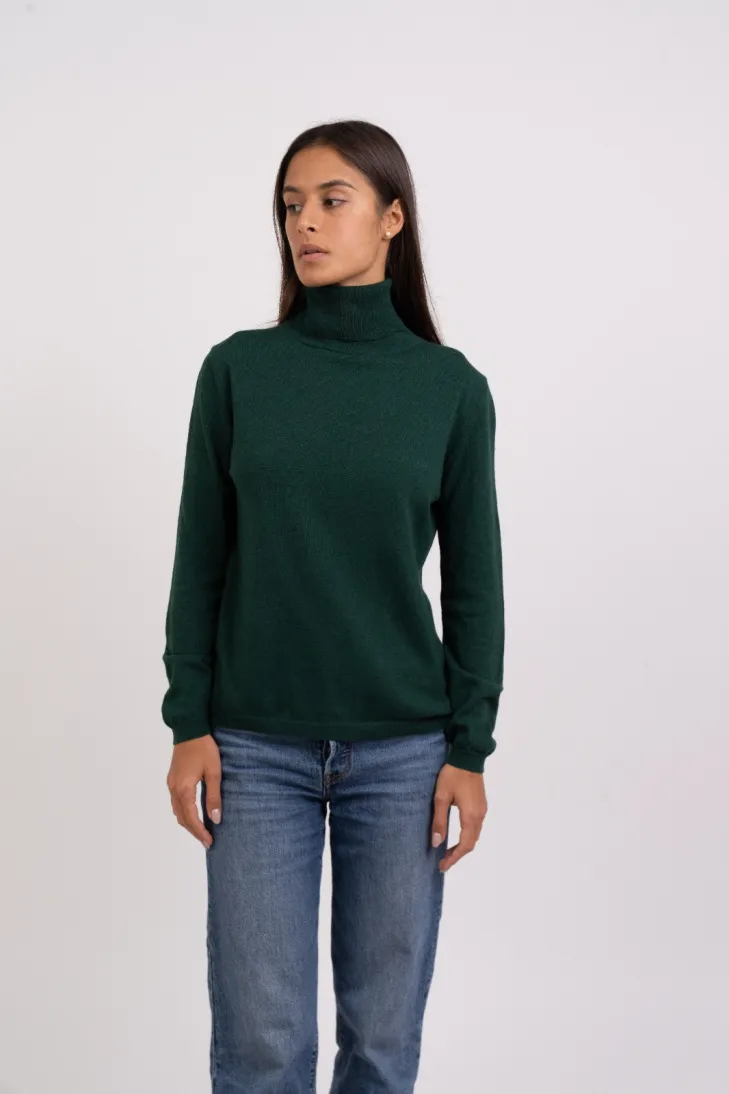 Maglia dolcevita misto cashmere color cielo