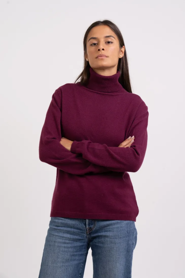 Maglia dolcevita cashmere blend color bordeaux
