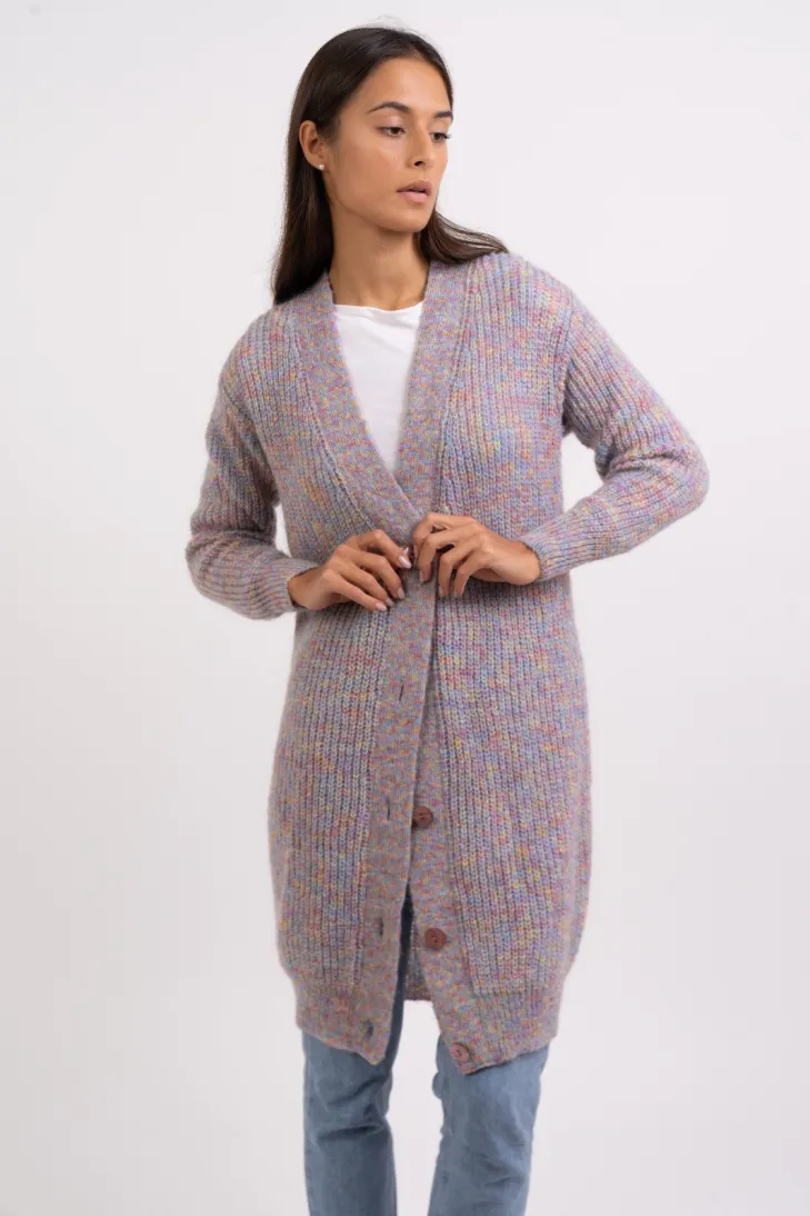 Solid color brushed kid mohair cardigan