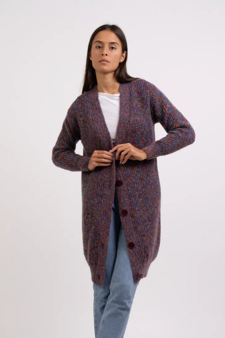 Solid color brushed kid mohair cardigan