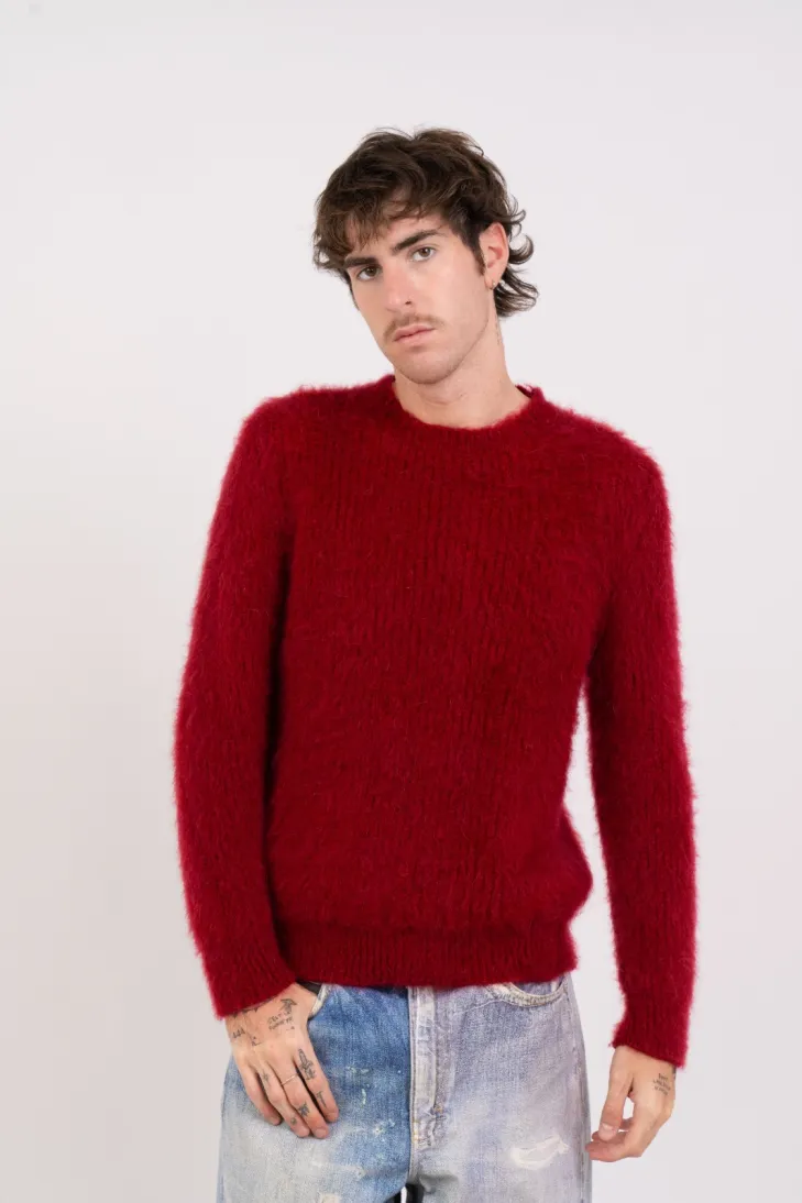 Maglia girocollo in tinta unita in kid mohair color verde