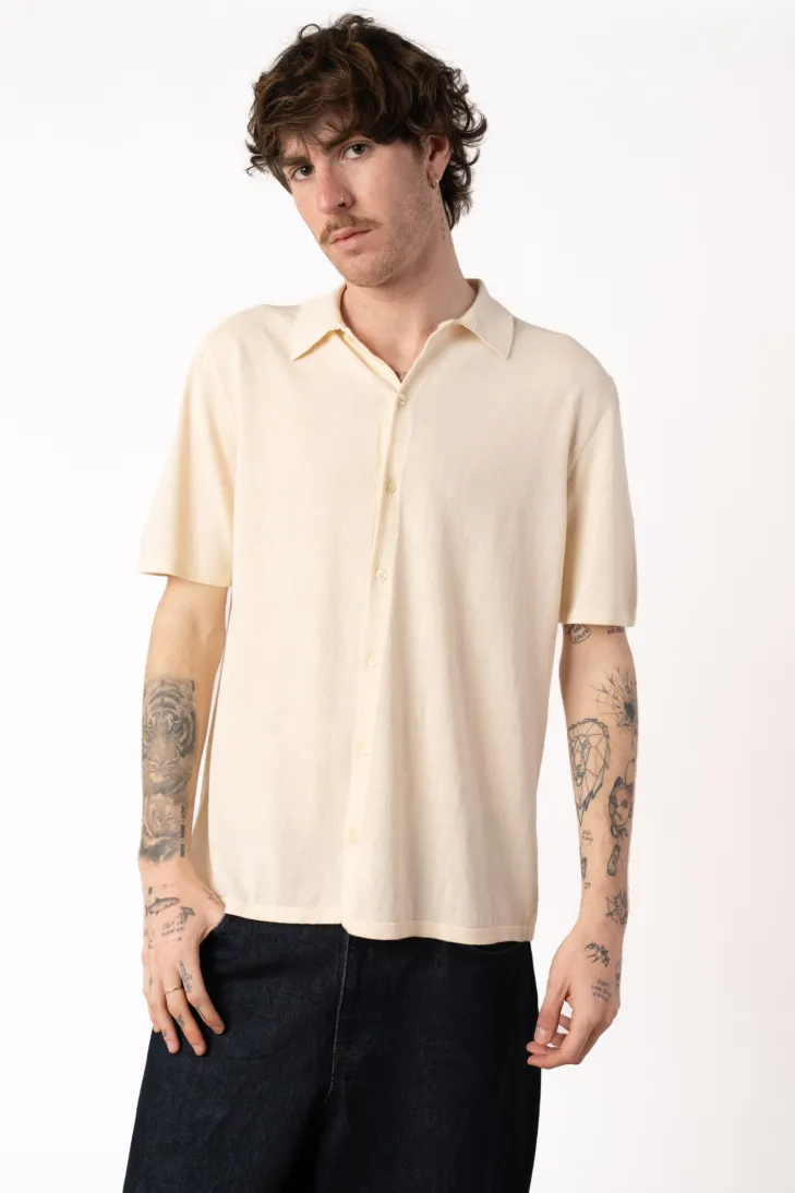 Camicia over 100% cotone crêpe cammello