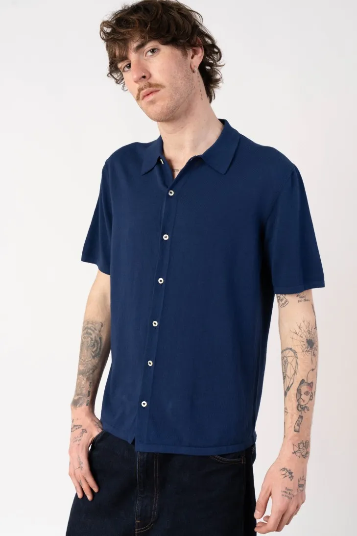copy of Half-sleeved overshirt in natural crepe cotton