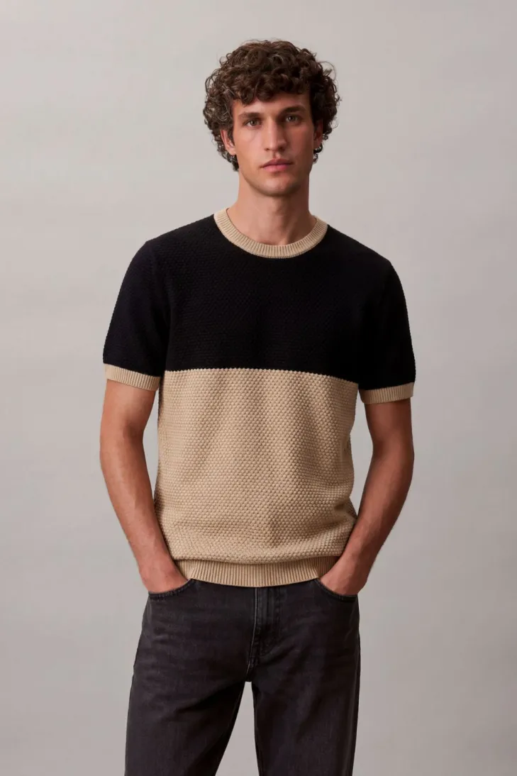 copy of 100% white honeycomb cotton crew neck