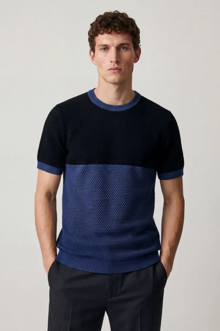 copy of 100% white honeycomb cotton crew neck