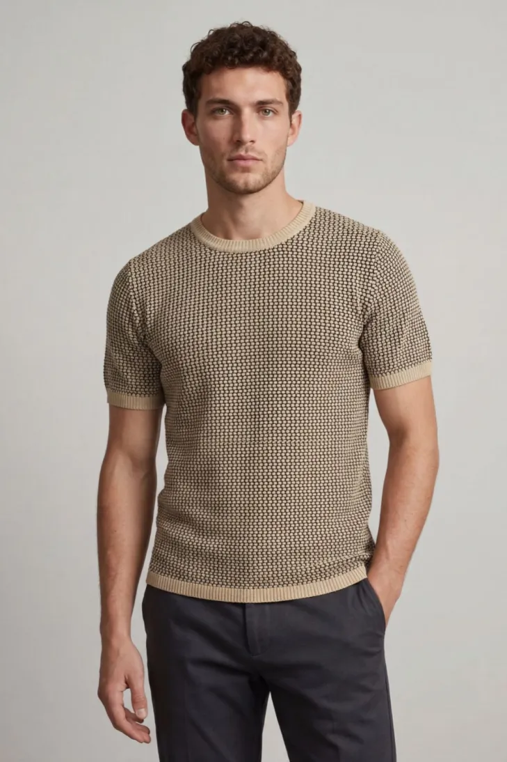 copy of 100% white honeycomb cotton crew neck