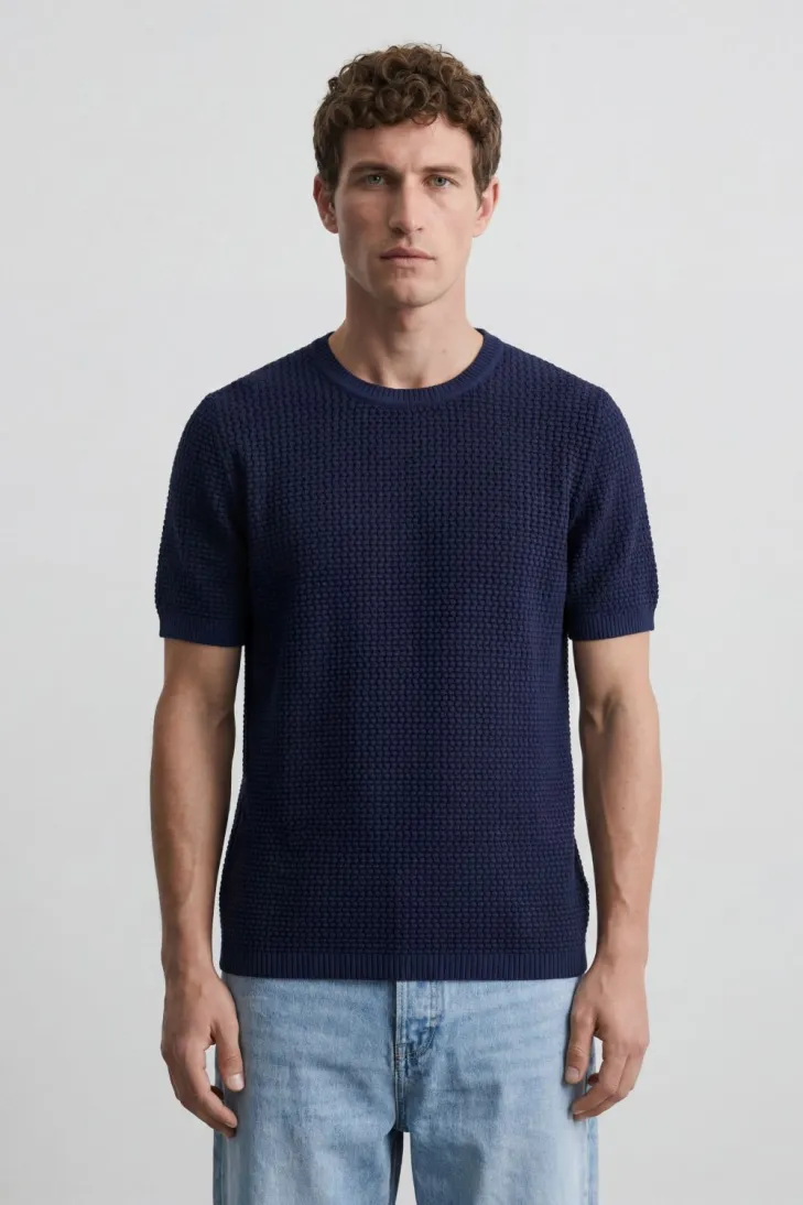 copy of 100% white honeycomb cotton crew neck