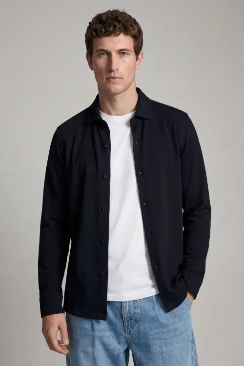 Camicia in Jersey blu navy