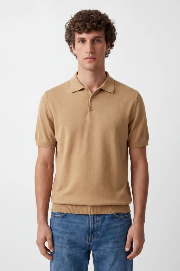 Polo 100% cotone crêpe blu