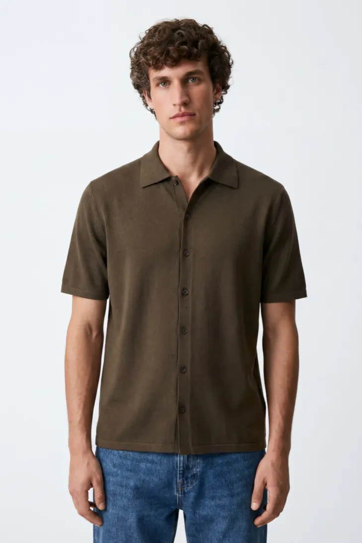 Camicia over 100% cotone crêpe verde