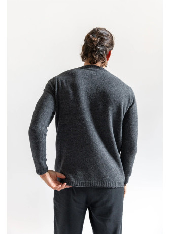 Crew-neck sweater with mélange yarn curl