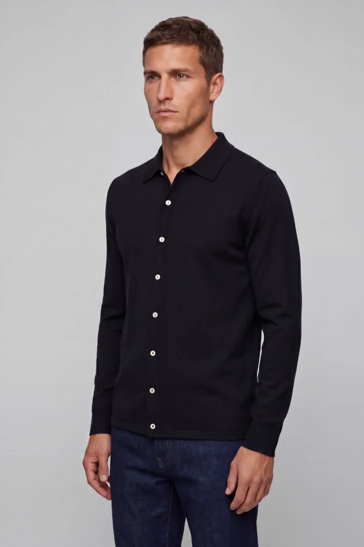 Camicia in 100% cotone crêpe nero