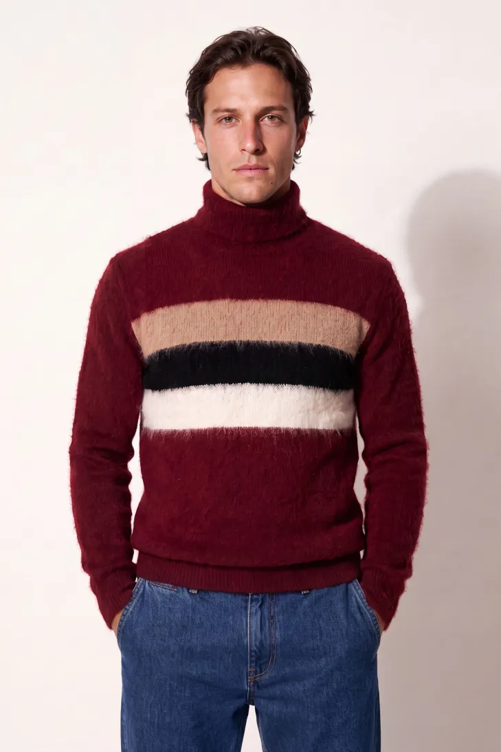 copy of Maglia girocollo intarsio in kid mohair