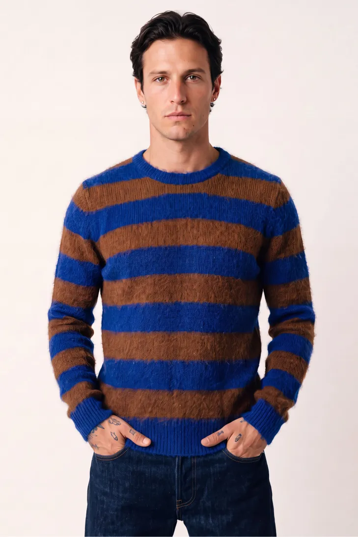 Maglia girocollo rasato a righe