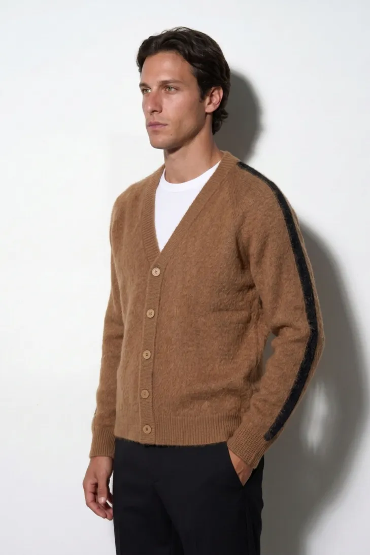Cardigan manica a sella intarsio