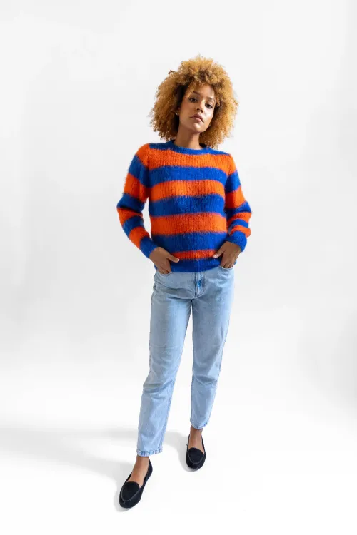 Striped crew-neck sweater...