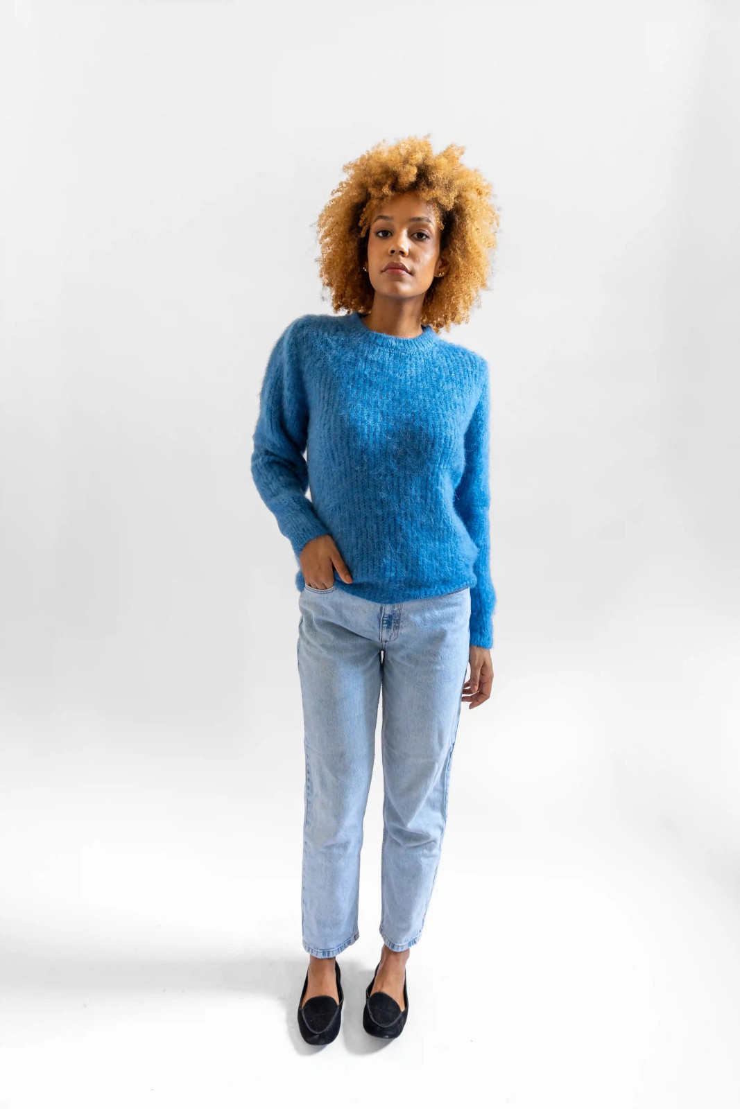 Solid color crew-neck...