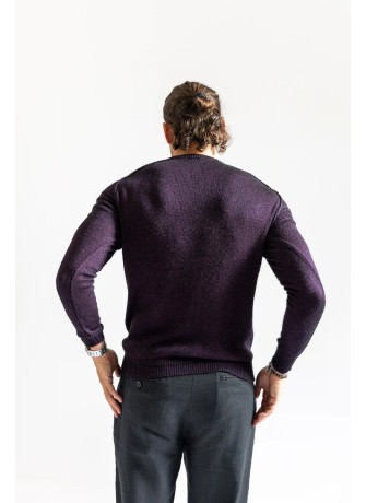 Maglia girocollo con manica a sella uomo viola