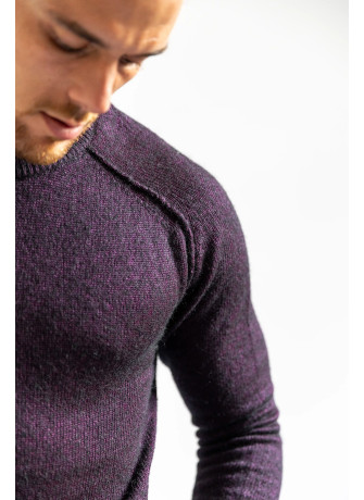 Maglia girocollo con manica a sella uomo viola