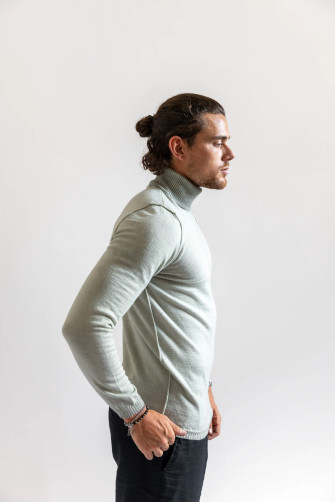 Ice-coloured men's high-neck cycling jersey