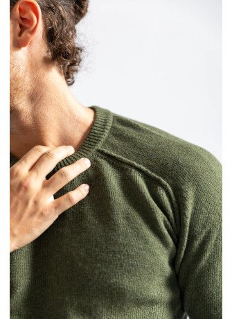 copy of Crew-neck sweater with saddle sleeve and external stitching for men